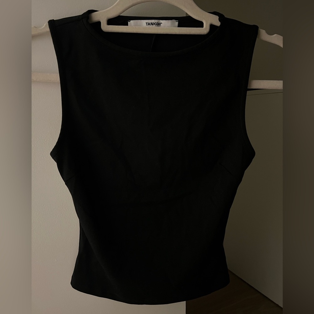 Tank Air Sleeveless Straight Neck Top Black XXS NWOT